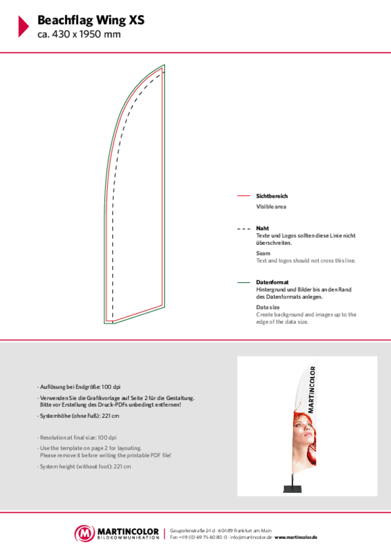Beachflag Wing Datenblatt PDF