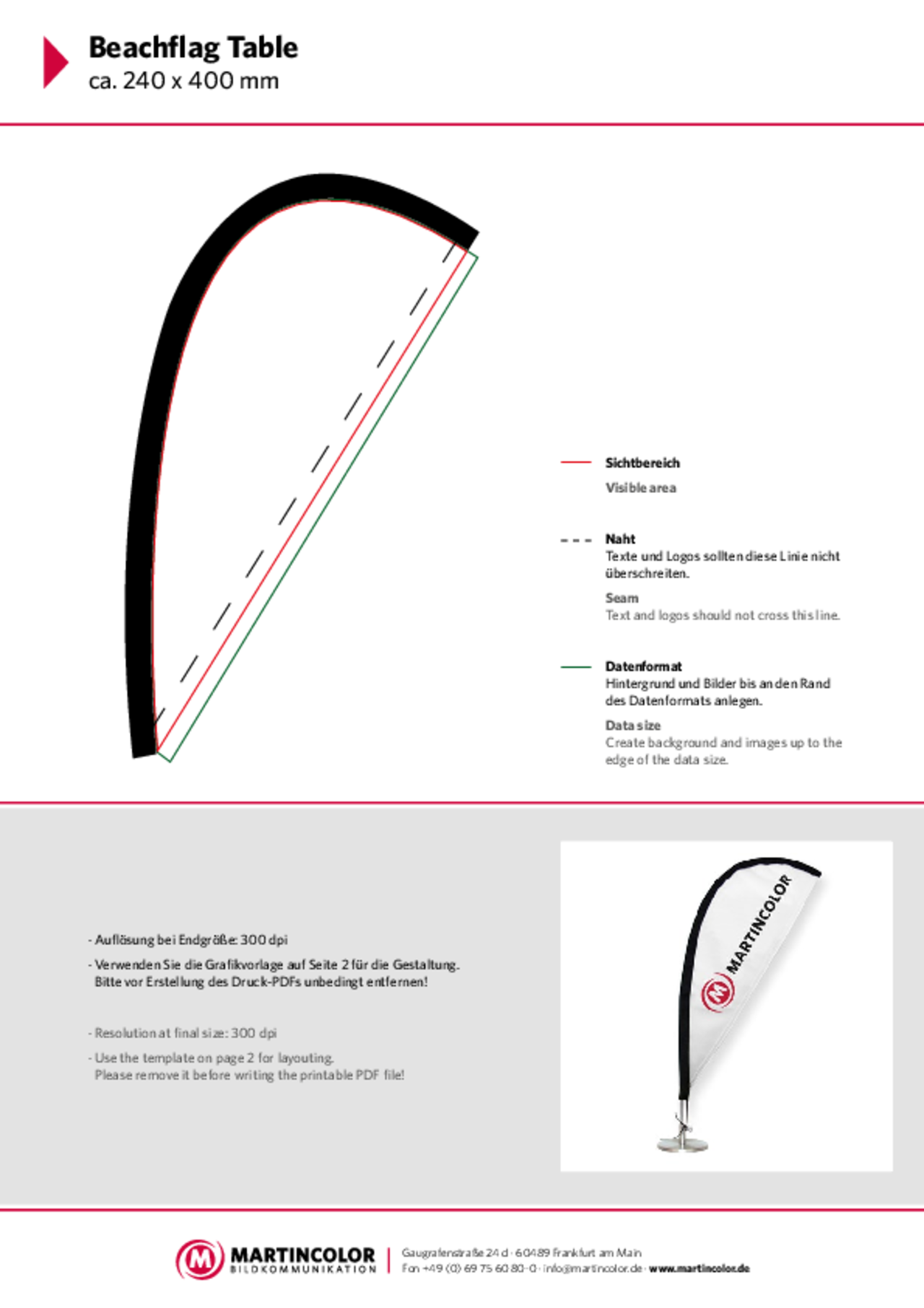 Beachflag Table Datenblatt PDF