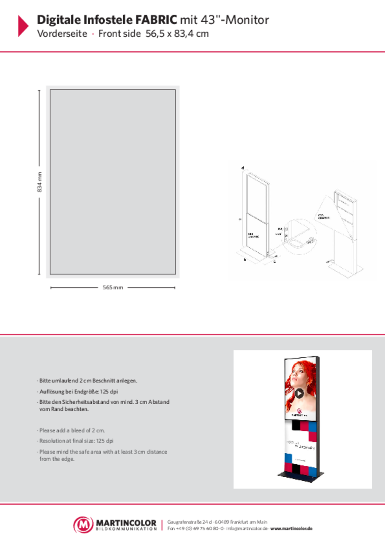 Digitale Infostele FABRIC Datenblatt PDF